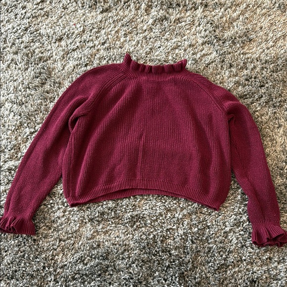 H&M Sweaters - Burgundy Knit Sweater with Ruffle Details